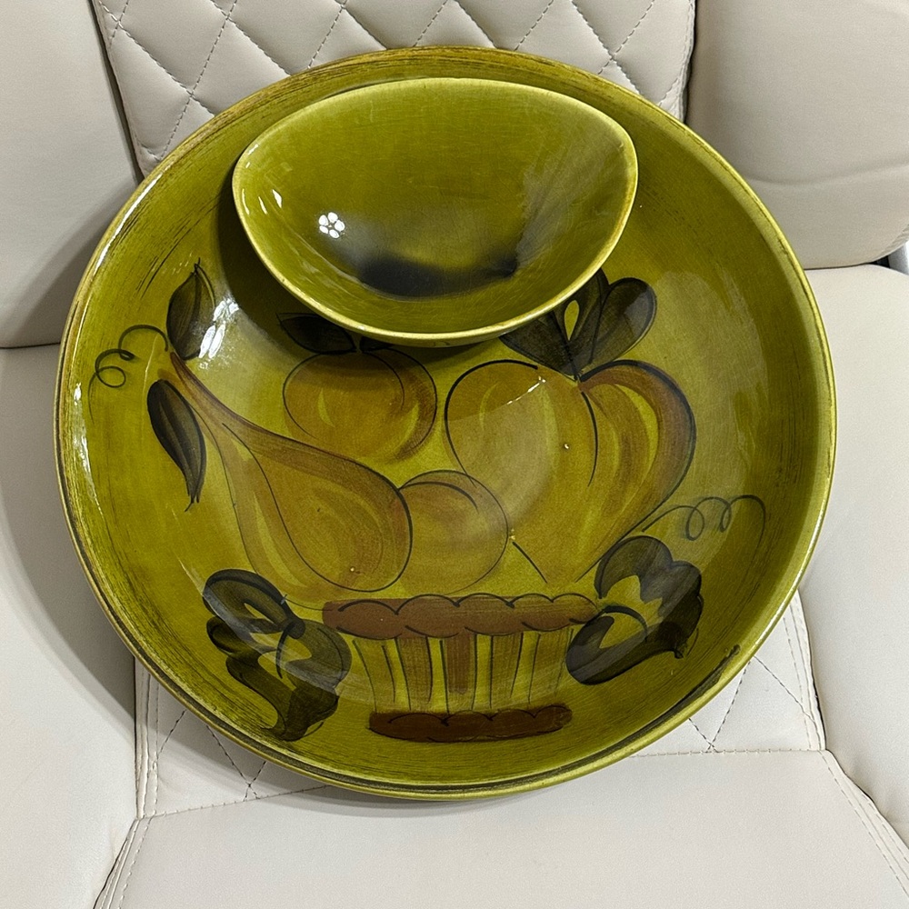Mid-Century chip and dip platter vintage 1960s-1970s pottery dish - Picture 8 of 9